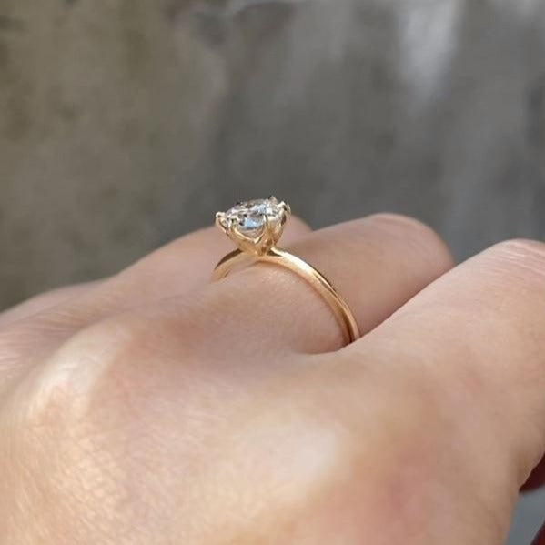 18K Old Mine Round Diamond Engagement Ring