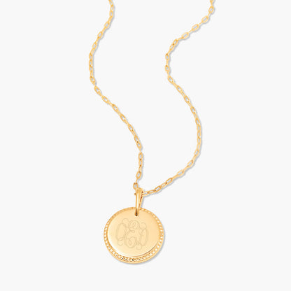 18K Solid Gold Initial Monogram Disc Necklace