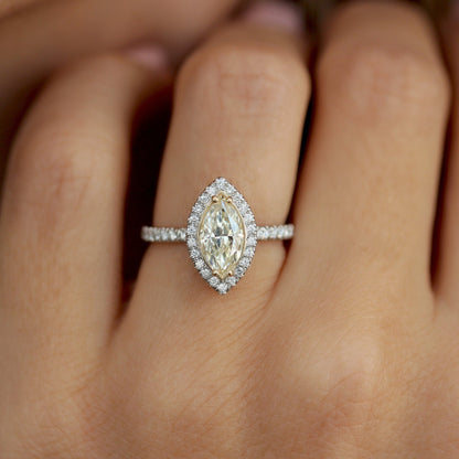 Yellow Marquise Cut Labgrown Engagement Ring