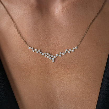14k Lab Grown Diamond Cluster Necklace