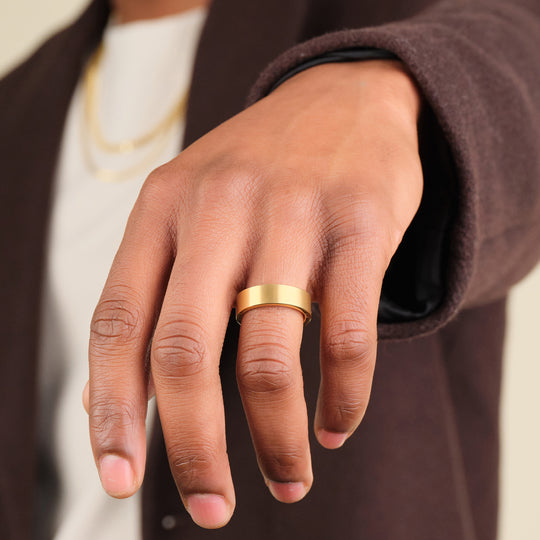 14K Solid Gold Matte Finish Unisex Band