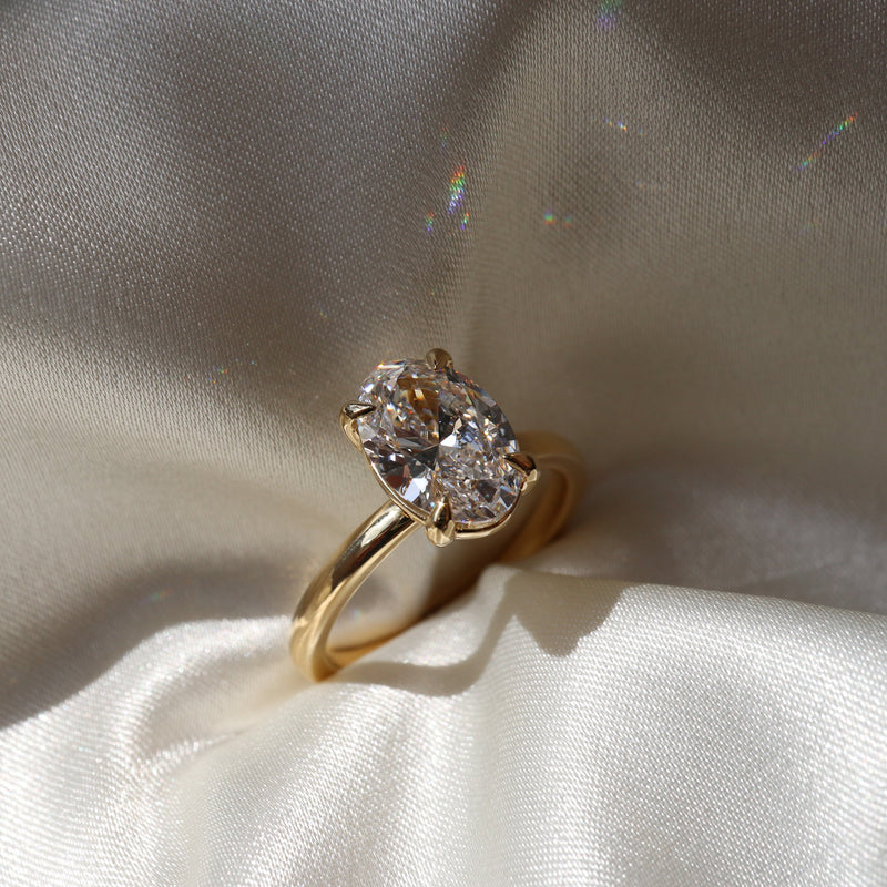 14K Solid Gold Oval Cut Moissanite Ring