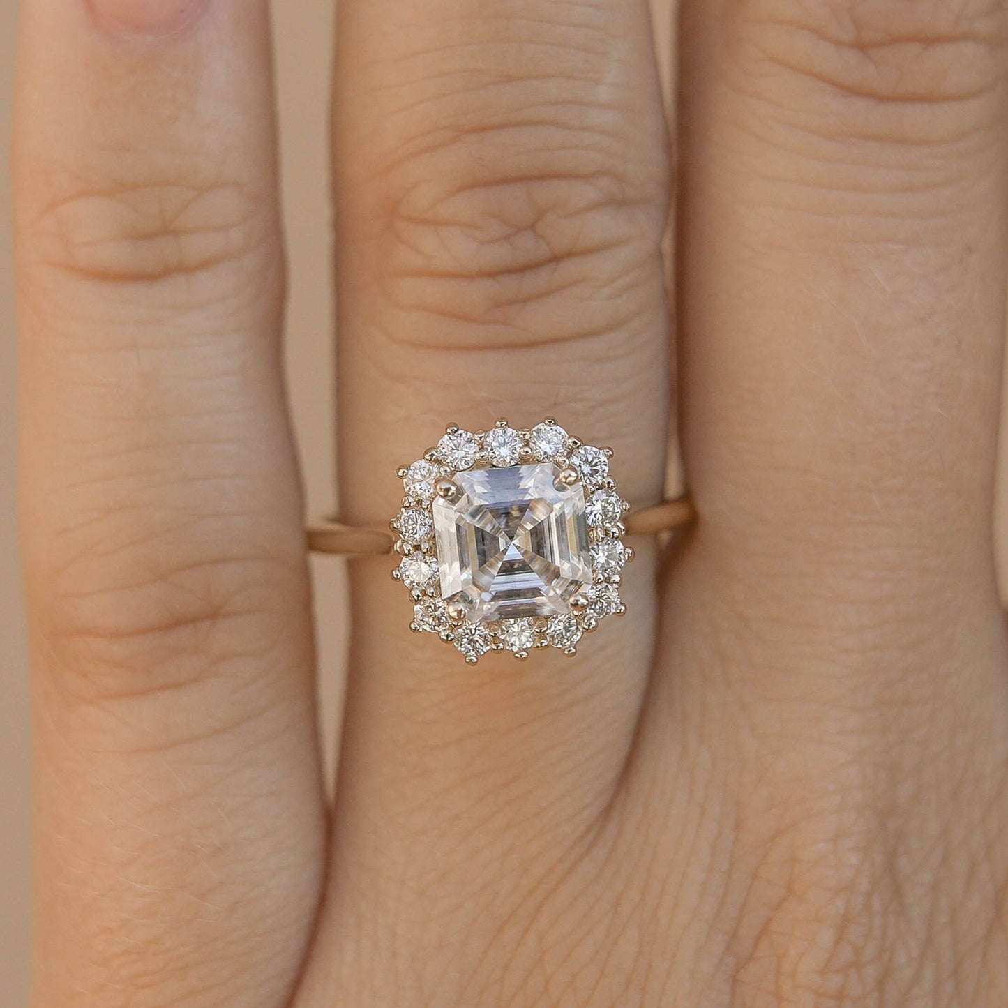 2.00 Carat Asscher Cut Lab Diamond Halo Ring