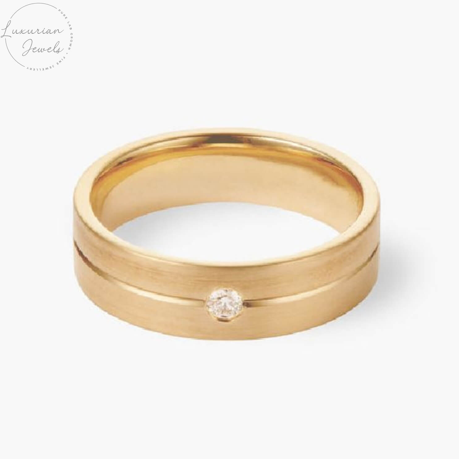 Yellow Gold Single Diamond Men's Wedding Gold Ring