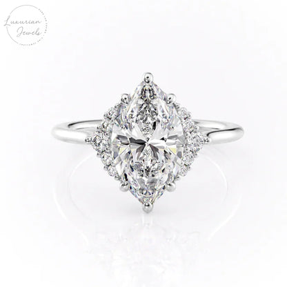 Marquise Cut Lab Diamond Cathedral Style Ring