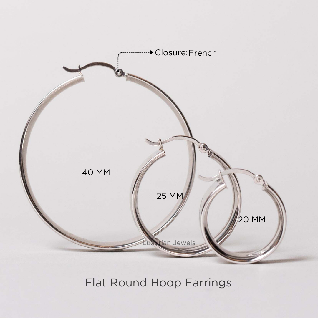 18K Solid Gold Round Hoop Earrings