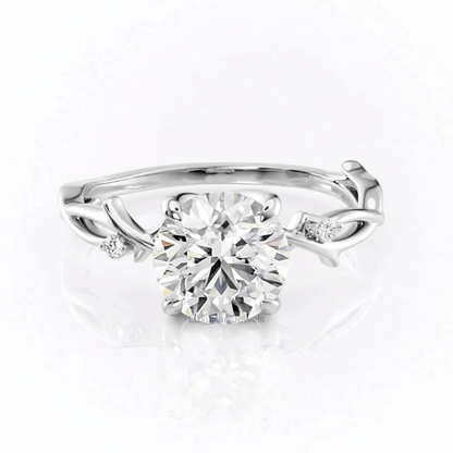 Nature Inspired Round Cut Diamond Engagement Ring