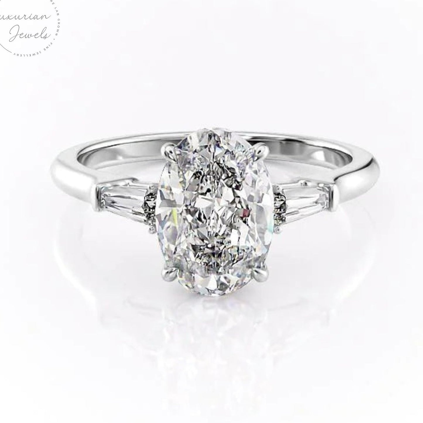 Oval And Tapered Baguette Diamond Ring