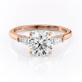 Round and Baguette Diamond Wedding Ring in 14k Gold