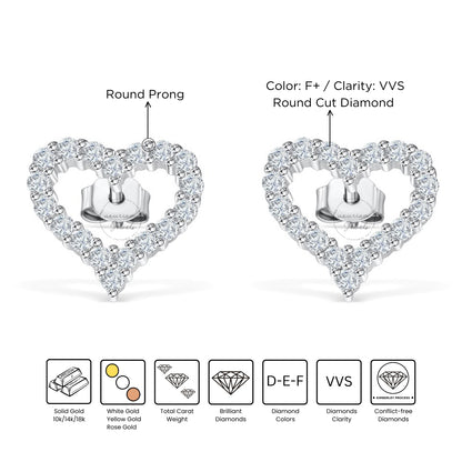 0.36 CT Heart Shape Dainty Diamond Stud Earrings