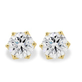 14K Solid Gold Round Cut Lab Grown Diamond Earring