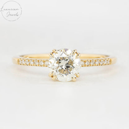 Yellow Gold Old Mine Cut Diamond Engagement Ring