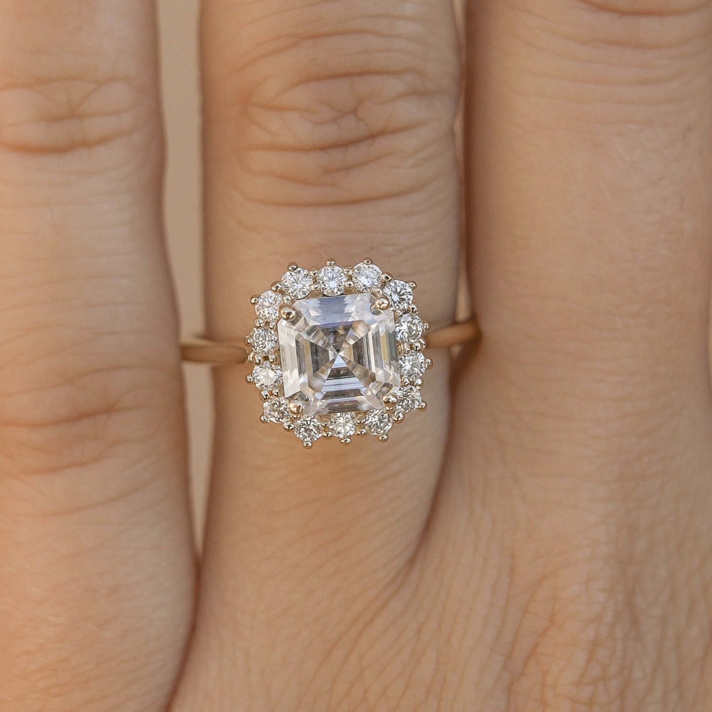 2.00 Carat Asscher Cut Diamond Halo Ring