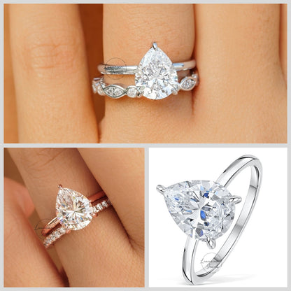 Pear Shaped Lab Grown Engagement Ring