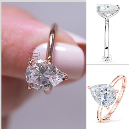 Pear Shaped Lab Grown Engagement Ring