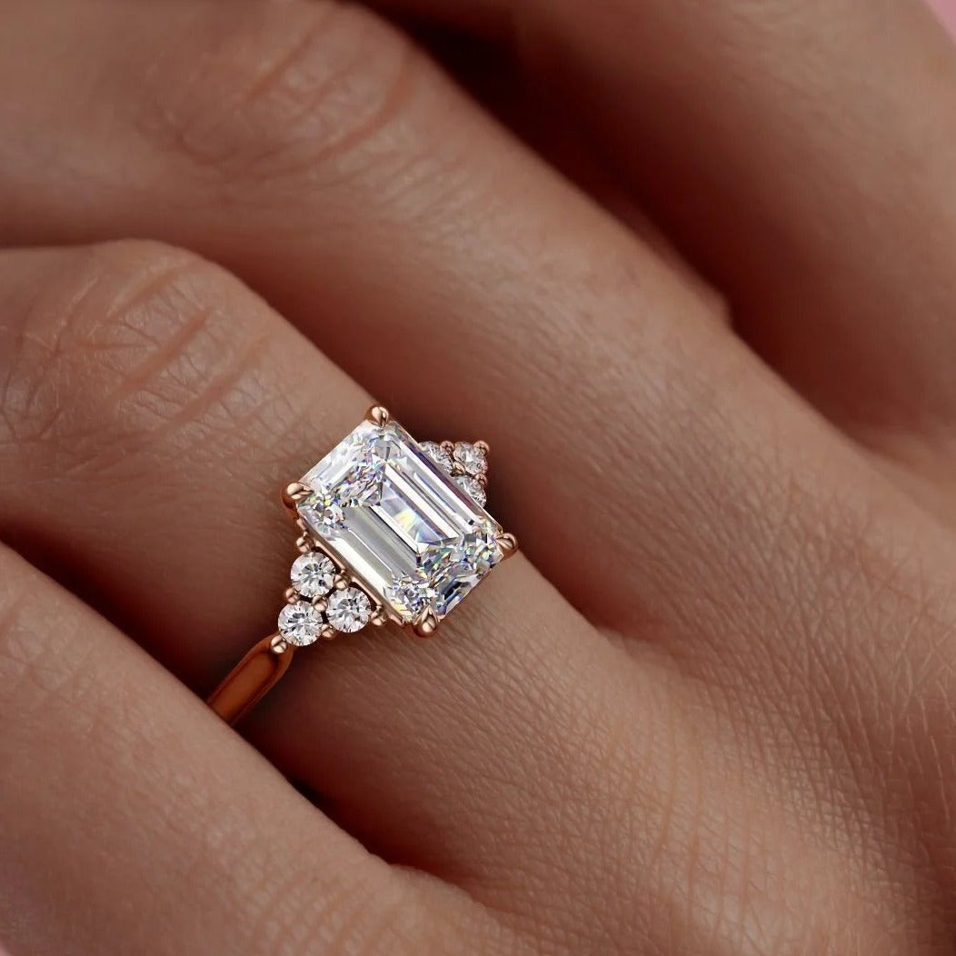 Emerald Cut Lab Grown Diamond Vintage Ring