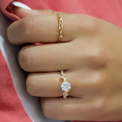 Round Cut Cluster Bridal Set Diamond Ring