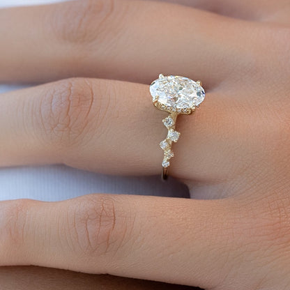 Oval Cut Lab Grown Prong Set Diamond Wedding Ring