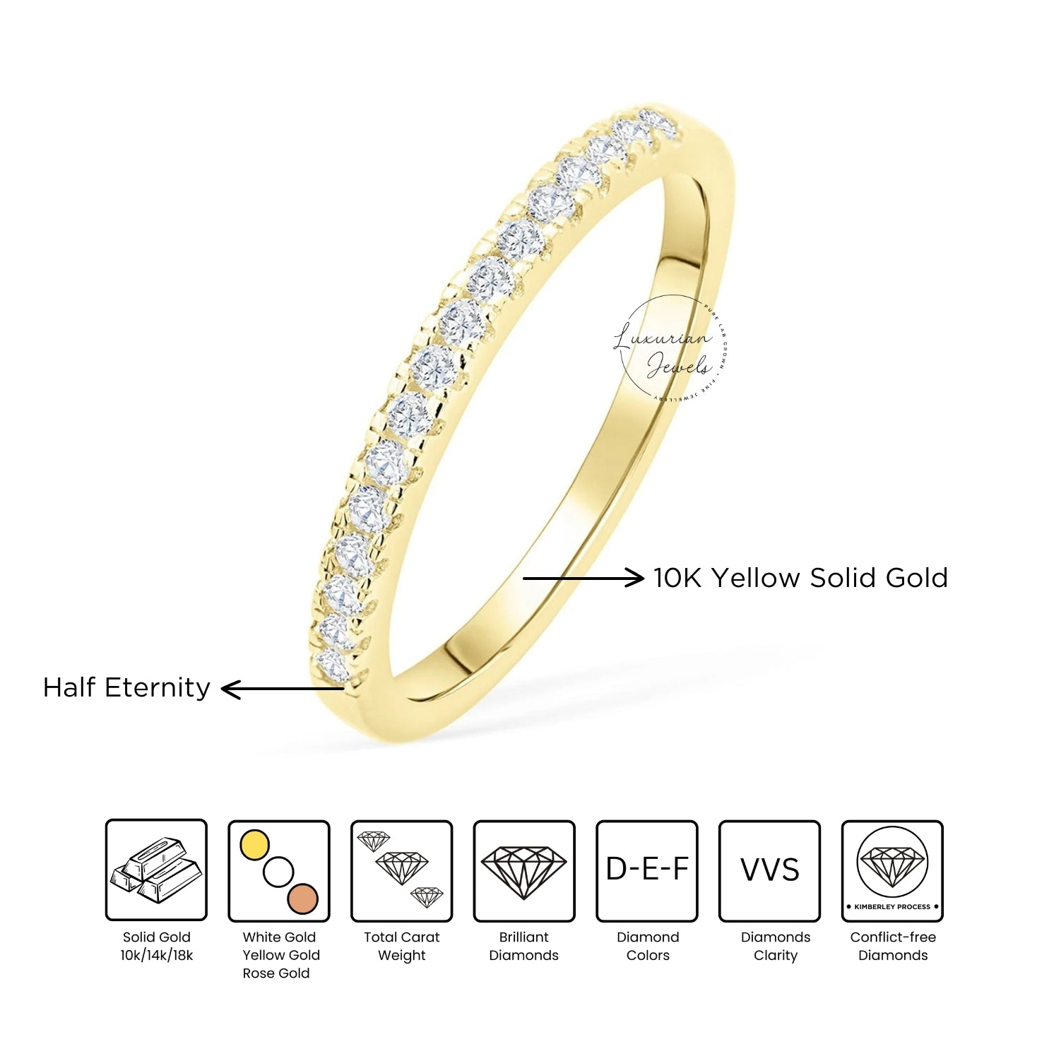 Round Cut Half Eternity Diamond Ring