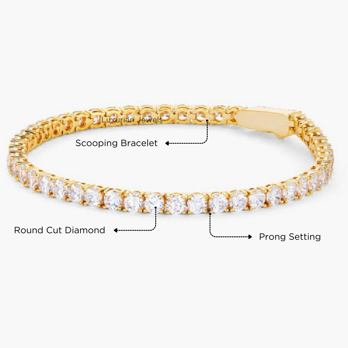 14K Round Cut Diamond Tennis Bracelet