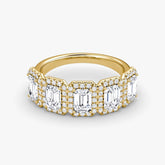 Emerald Cut Diamond Halo Wedding Ring