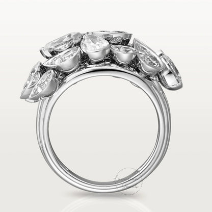 Cluster Diamond Broad Bridal Ring