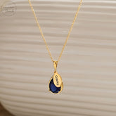 Pear Shape Birthstone With Engraved Name Necklace