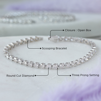 Three Prong  Lab Diamonds Tennis Bracelet