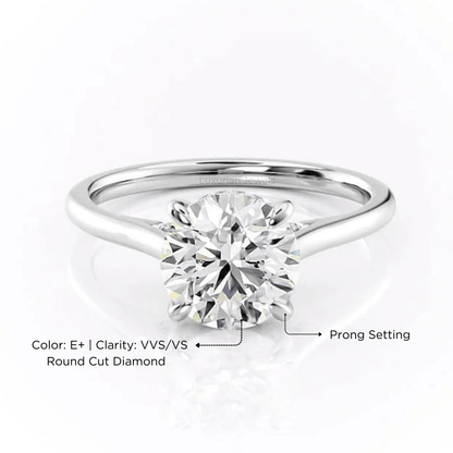 Round Cut Lab Grown Engagement Ring With Hidden Halo