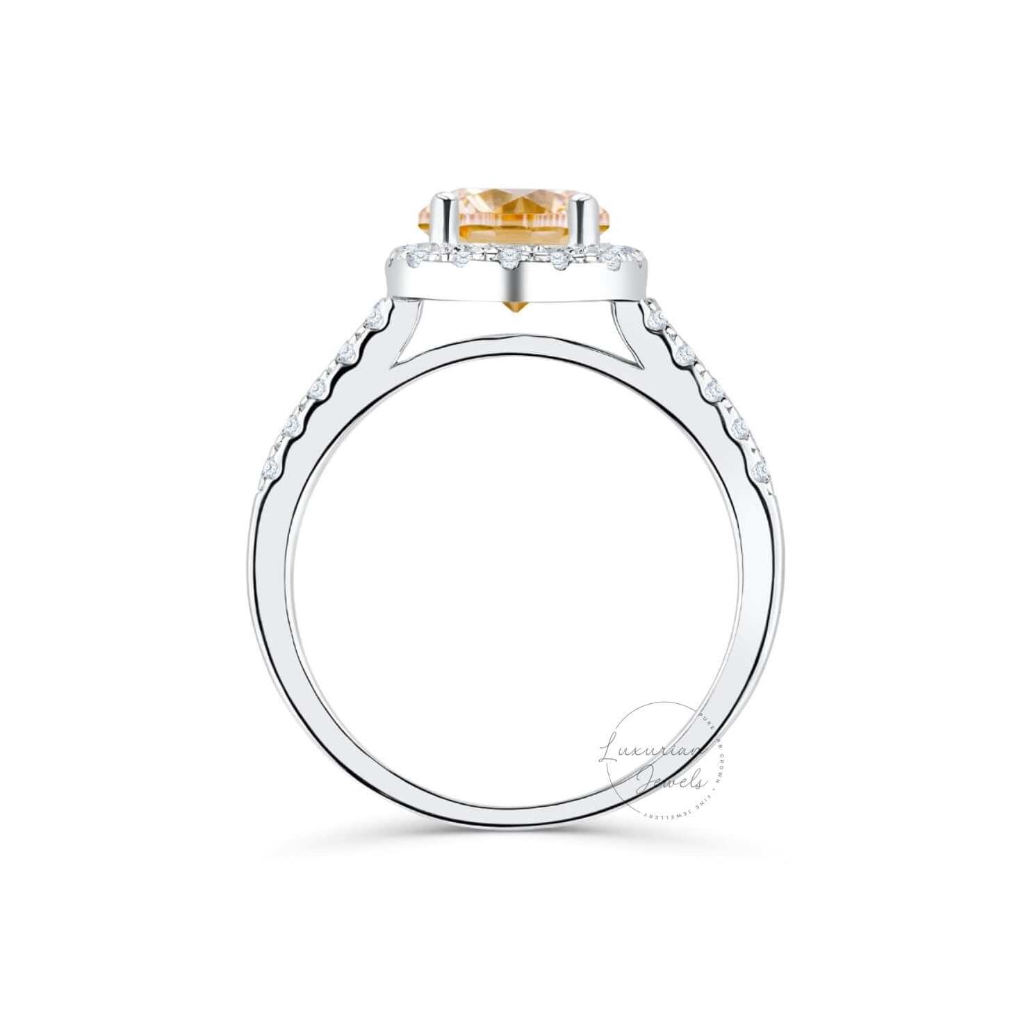 10K Yellow Diamond Brilliant Round Cut Vintage Ring