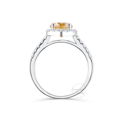 10K Yellow Diamond Brilliant Round Cut Vintage Ring