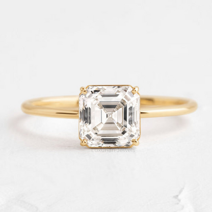 14k Asscher Cut Lab Diamond Engagement Ring