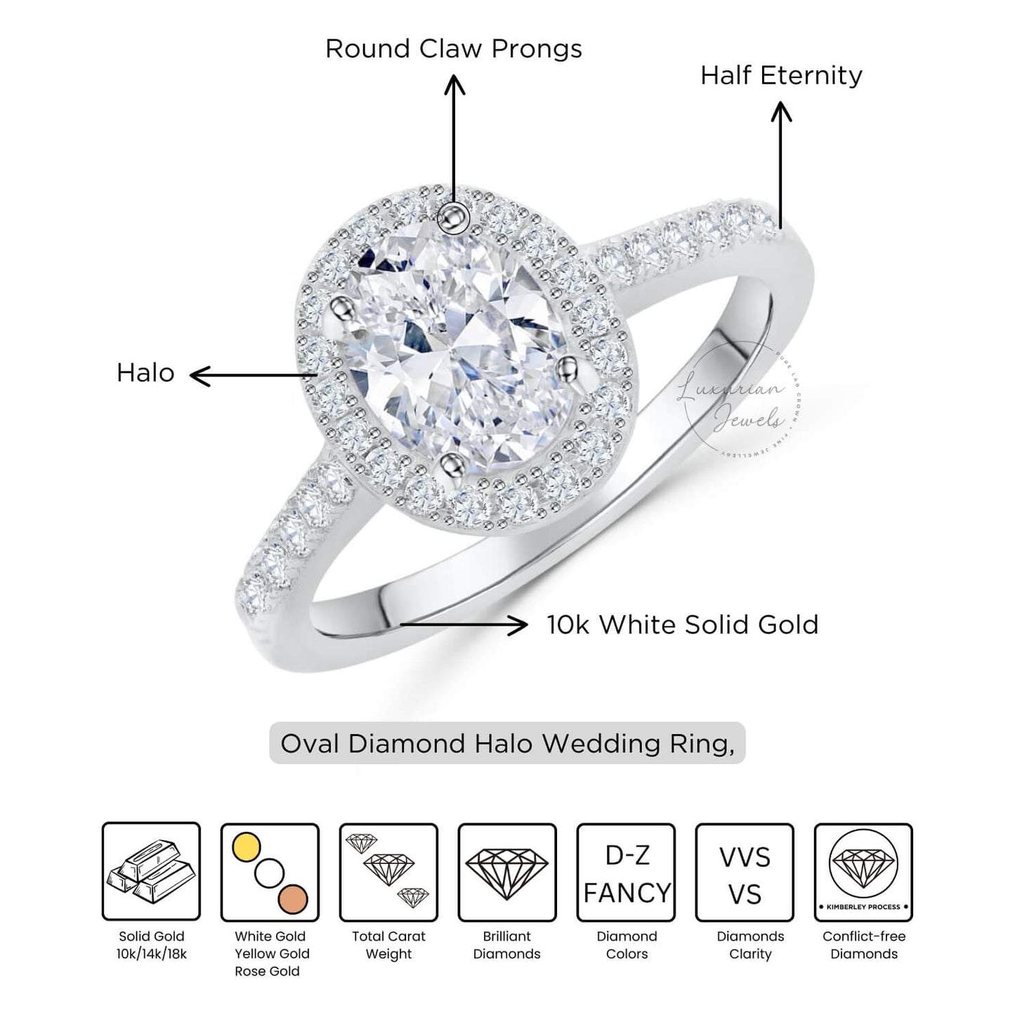 Oval Diamond Half Eternity Proposal Ring