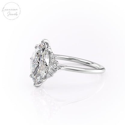 Marquise Cut Lab Diamond Cathedral Style Ring