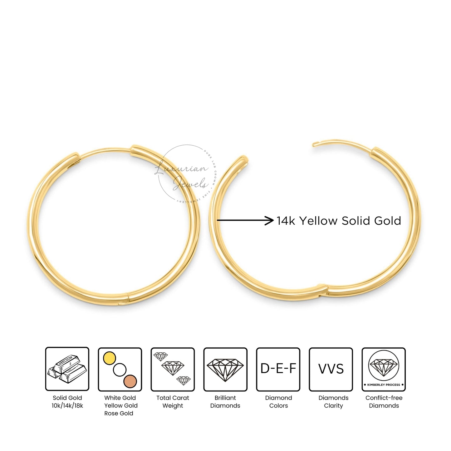 14k Solid Gold Dainty Round Hoop Earrings