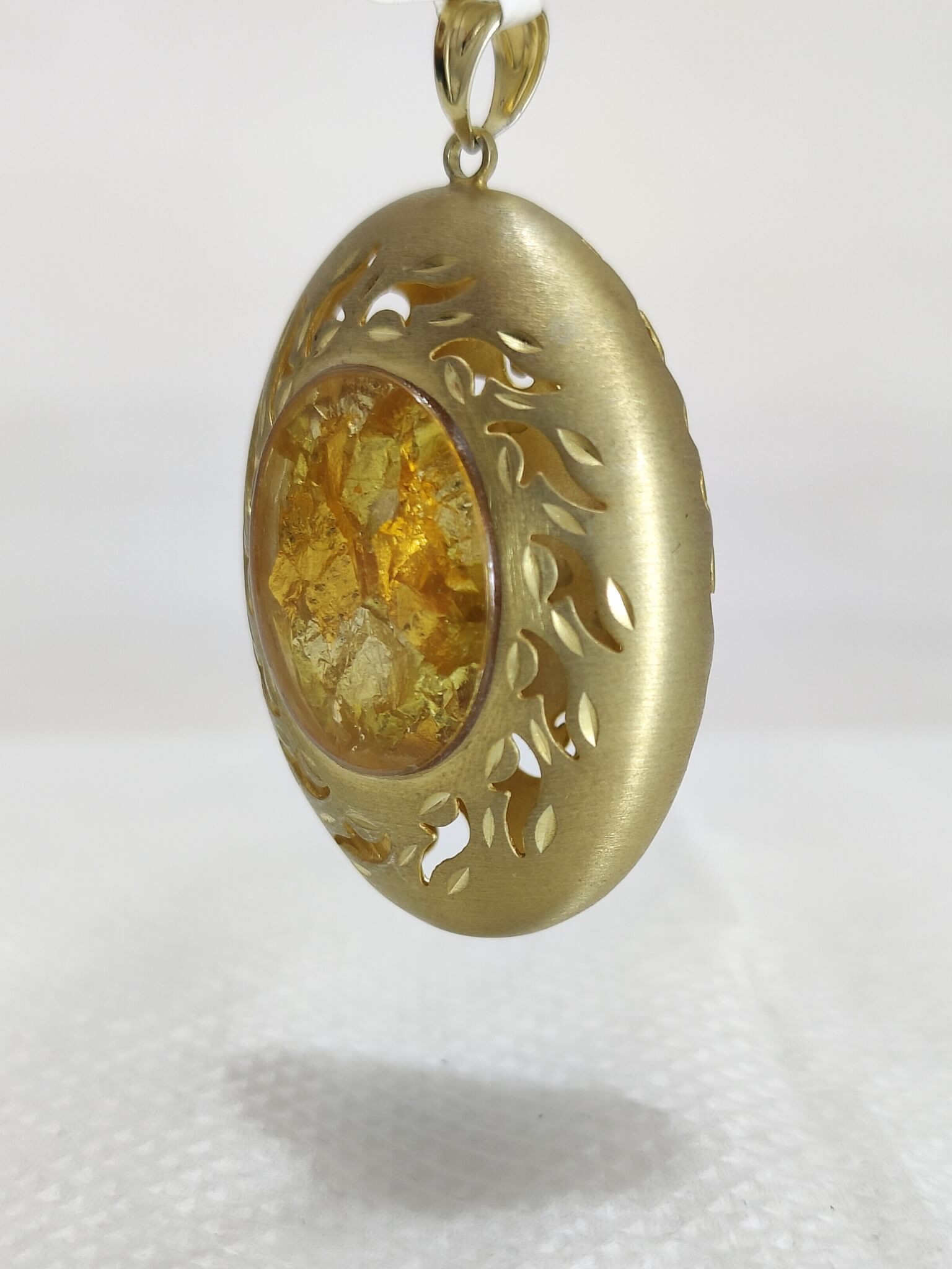 Gold Flake Embedded Lucite Pendant