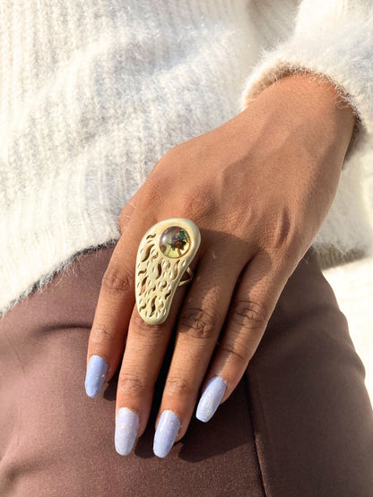 Real Pressed Flower Adjustable Finger Ring