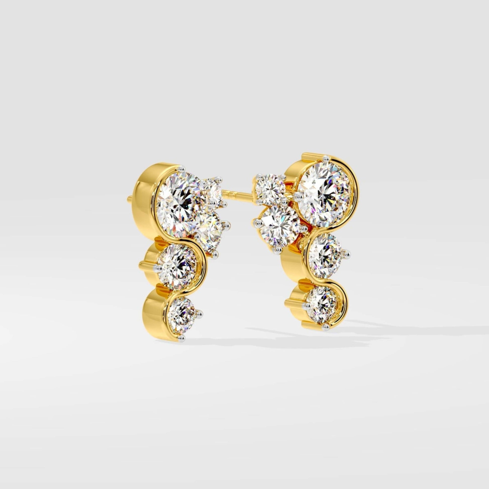 3.11 CT Round Slider Cluster Stud Earrings