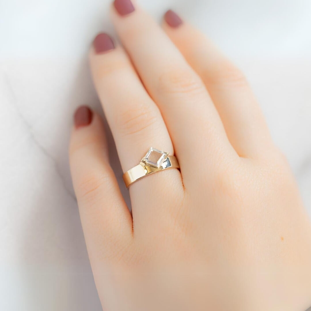 Kite Cut Lab Grown Diamond Solitaire Ring