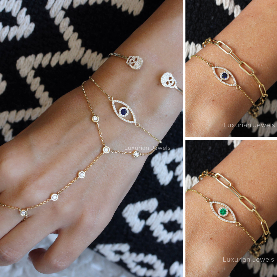 Evil Eye Birthstone Diamonds Bracelet