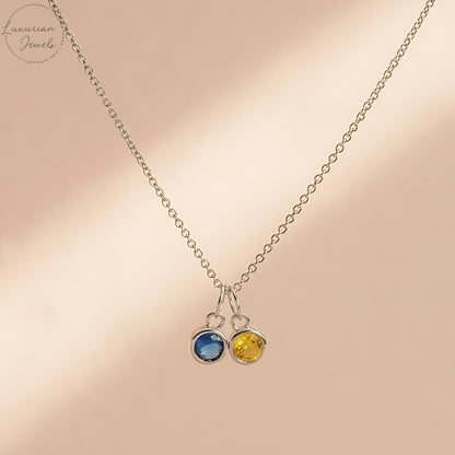 14K Solid Gold Family Birthstone Necklace