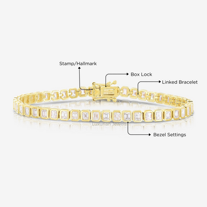 Trendy Emerald Cut Moissanite Diamond Tennis Bracelet