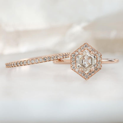  Hexagon Diamond Engagement Ring For Valentine Gift