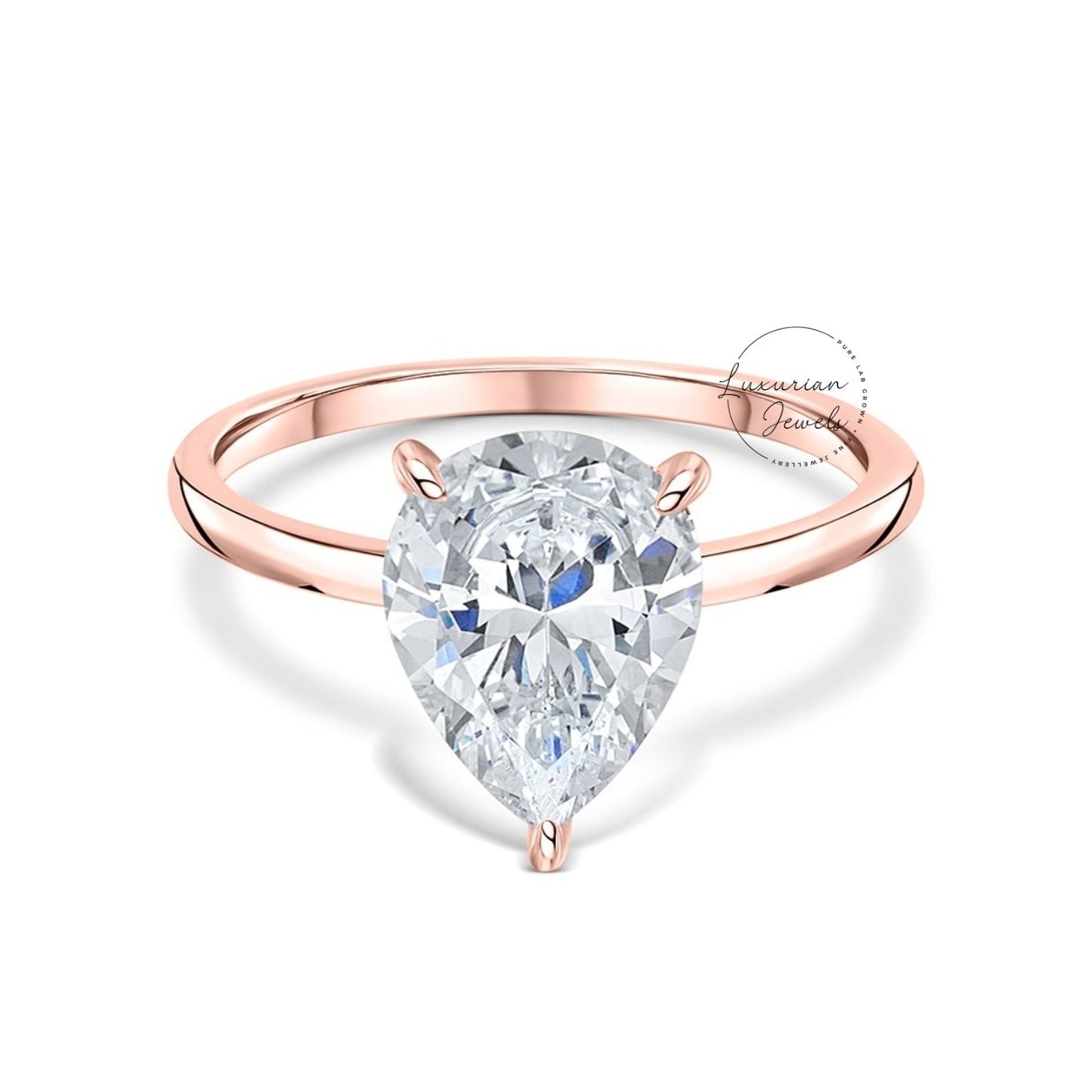 Pear Shaped Lab Grown Engagement Ring