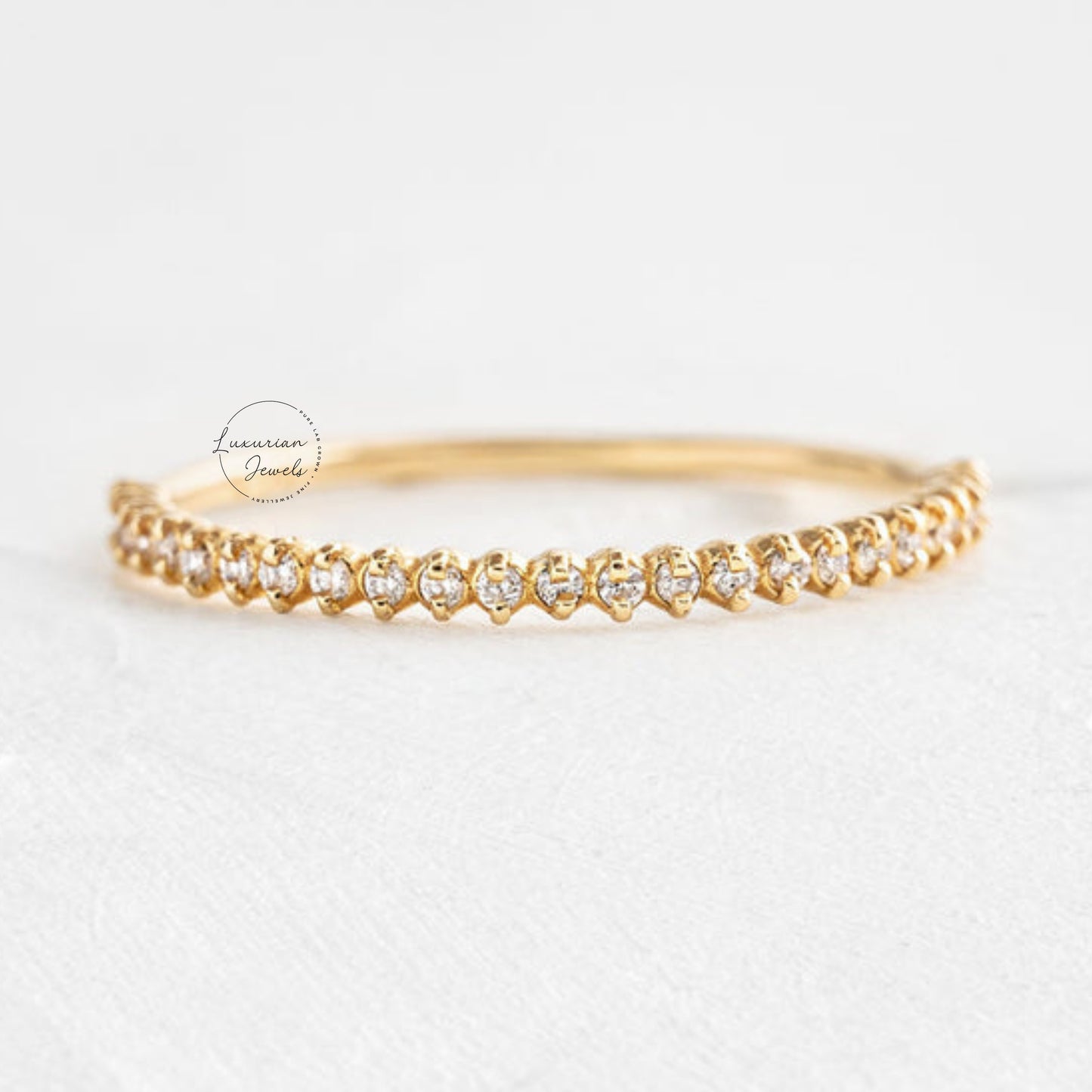 1.30MM Micro Pave Half Eternity Diamond Band