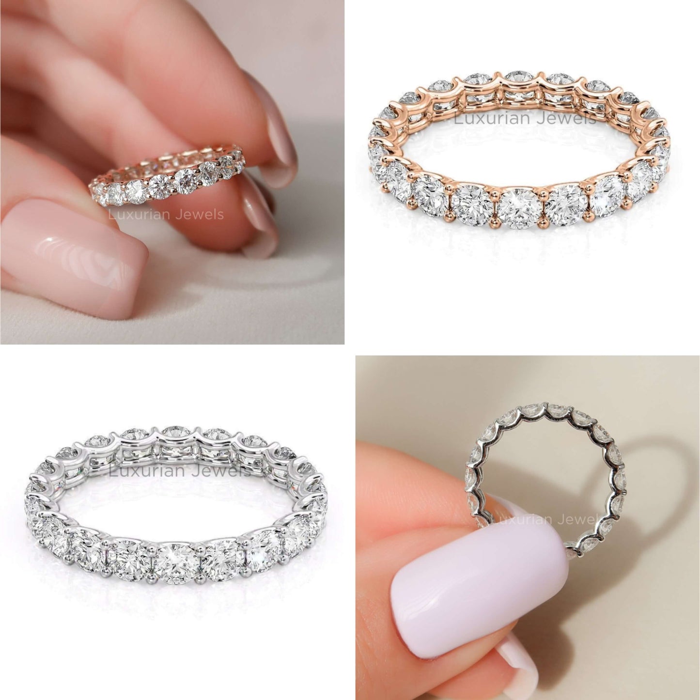 3 mm Round Cut Diamond Stacking Band