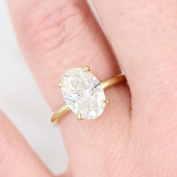 4-Prong Solitaire Moissanite Ring, Gold Promise Ring