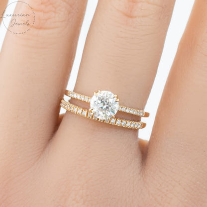 Yellow Gold Old Mine Cut Diamond Engagement Ring