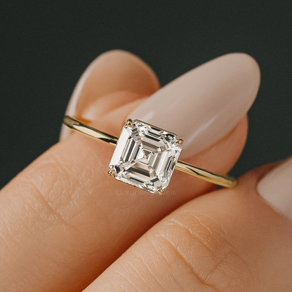 14k Asscher Cut Lab Diamond Engagement Ring