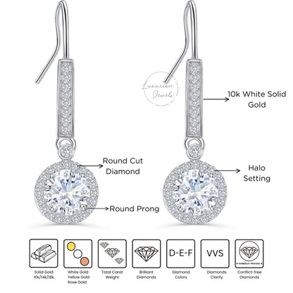 Brilliant Round Cut Drop Dangle Diamond Earrings